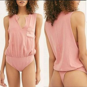 NWT Free People tank bodysuit with pocket coral small